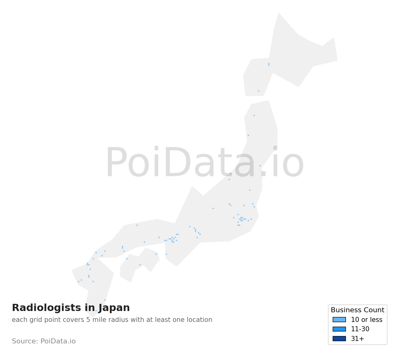 Radiologist density map for Japan