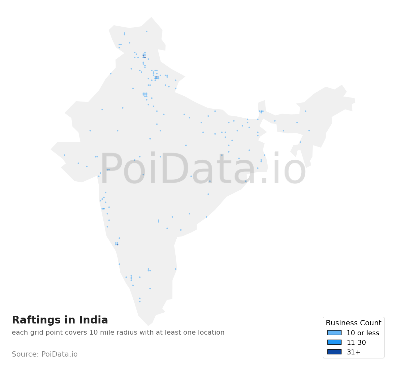 Rafting density map for India