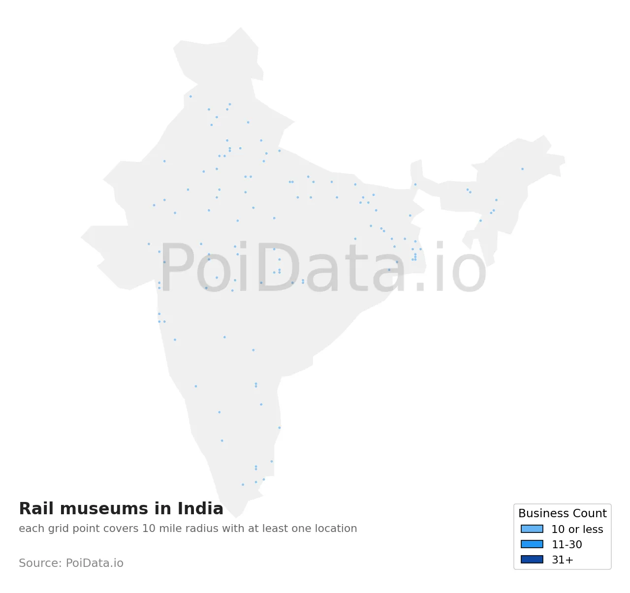 Rail museum density map for India