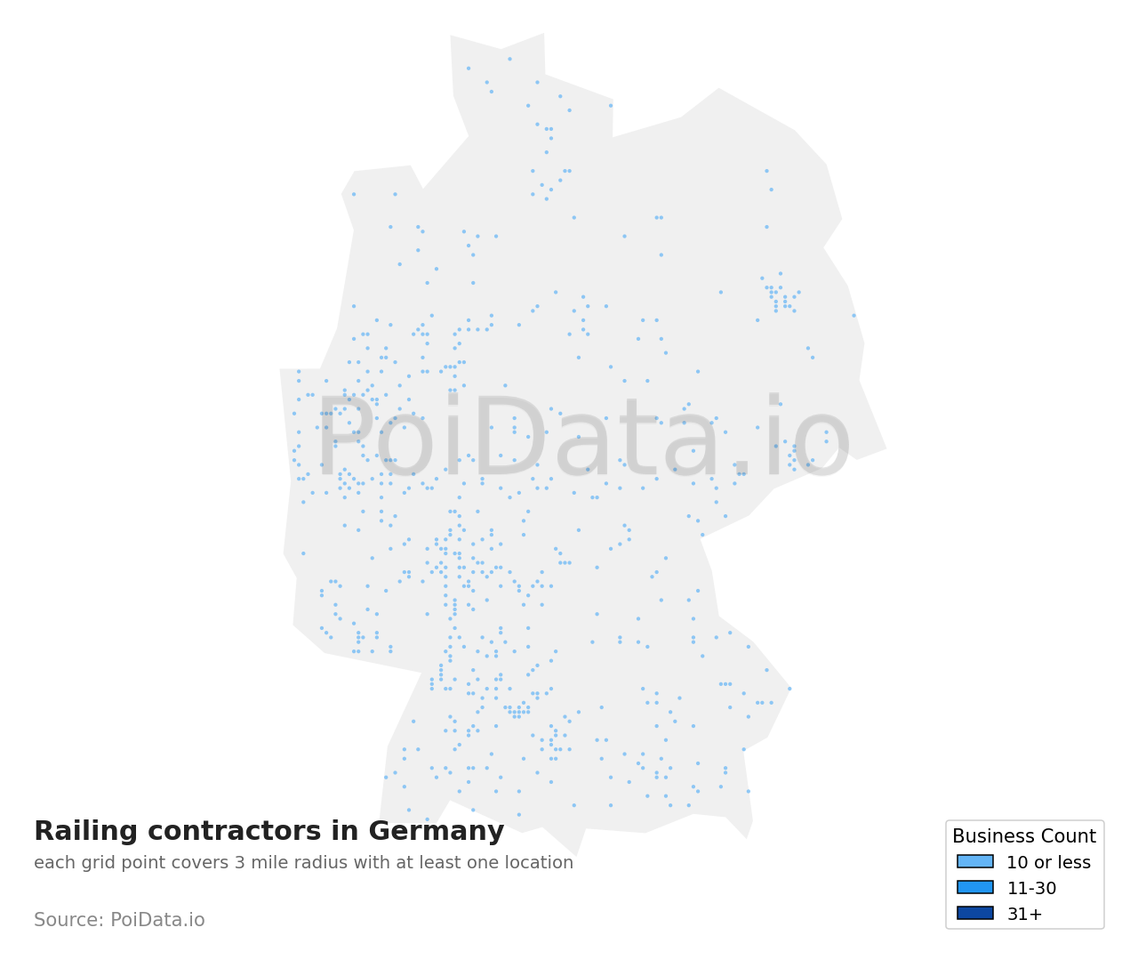 Railing contractor density map for Germany
