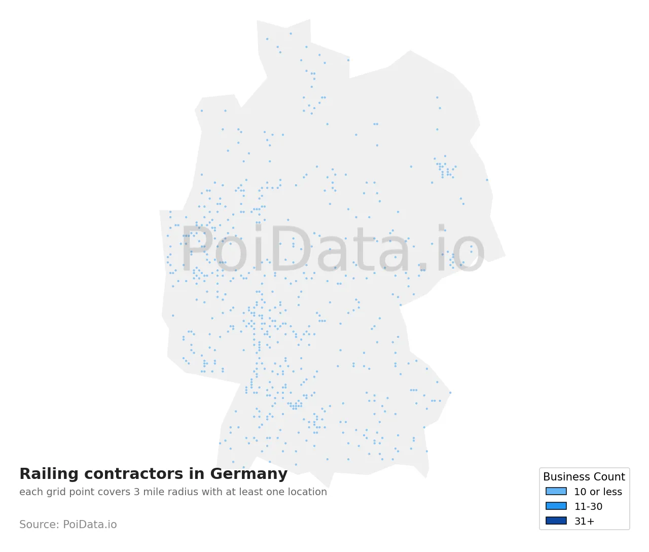 Railing contractor density map for Germany