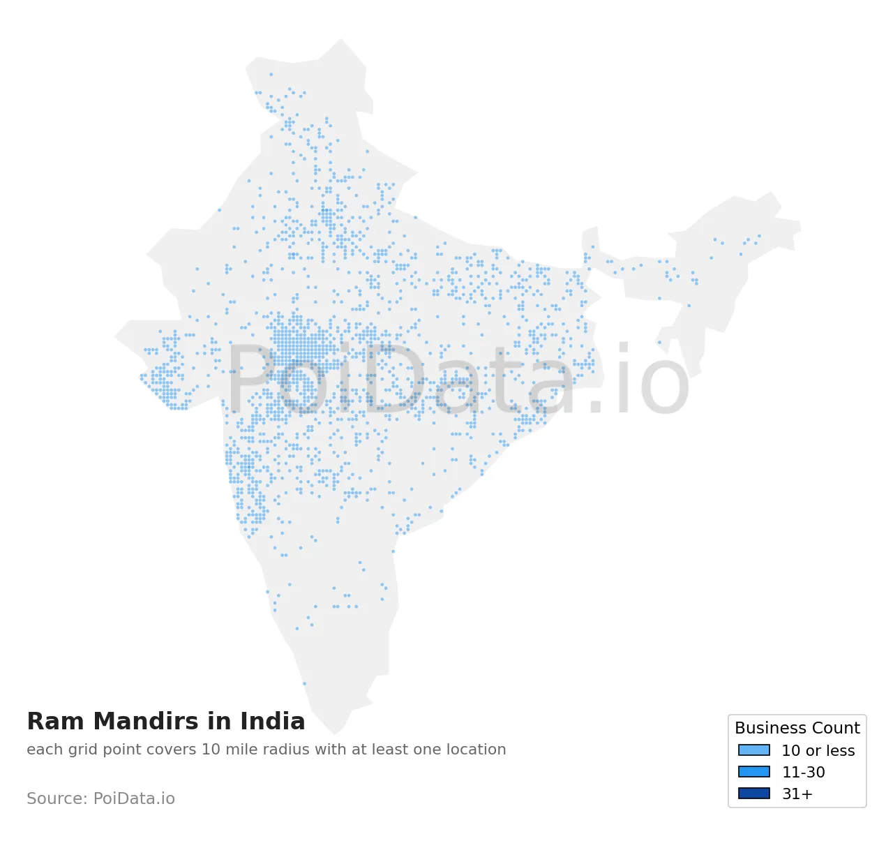 Ram Mandir density map for India