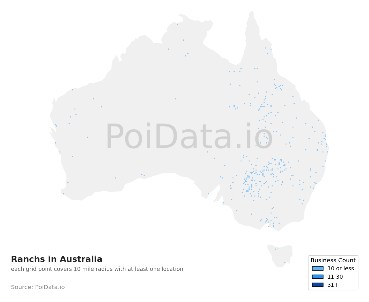 Ranch density map for Australia