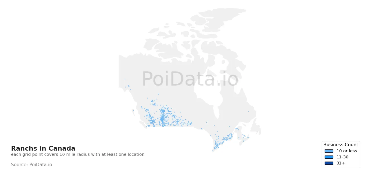 Ranch density map for Canada