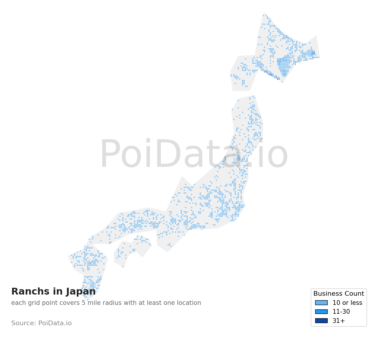 Ranch density map for Japan