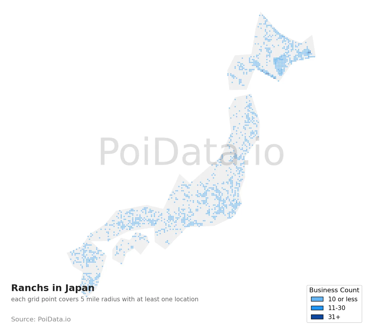 Ranch density map for Japan