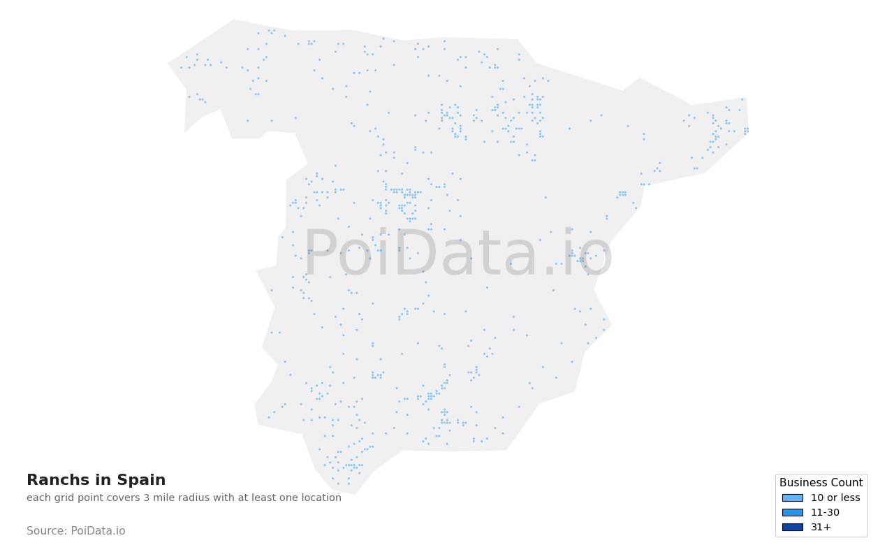 Ranch density map for Spain