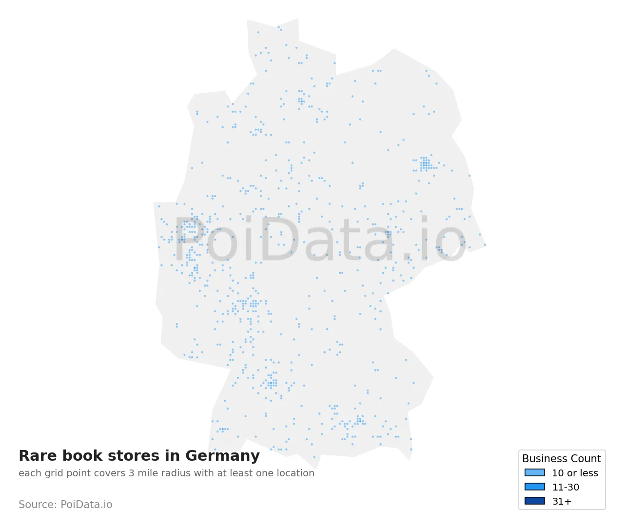 Rare book store density map for Germany