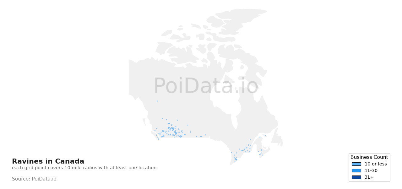 Ravine density map for Canada