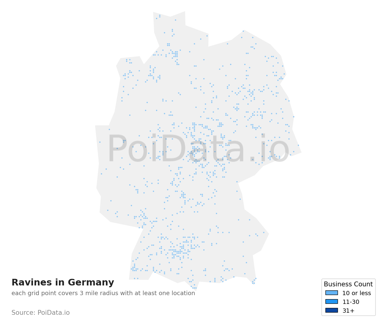 Ravine density map for Germany