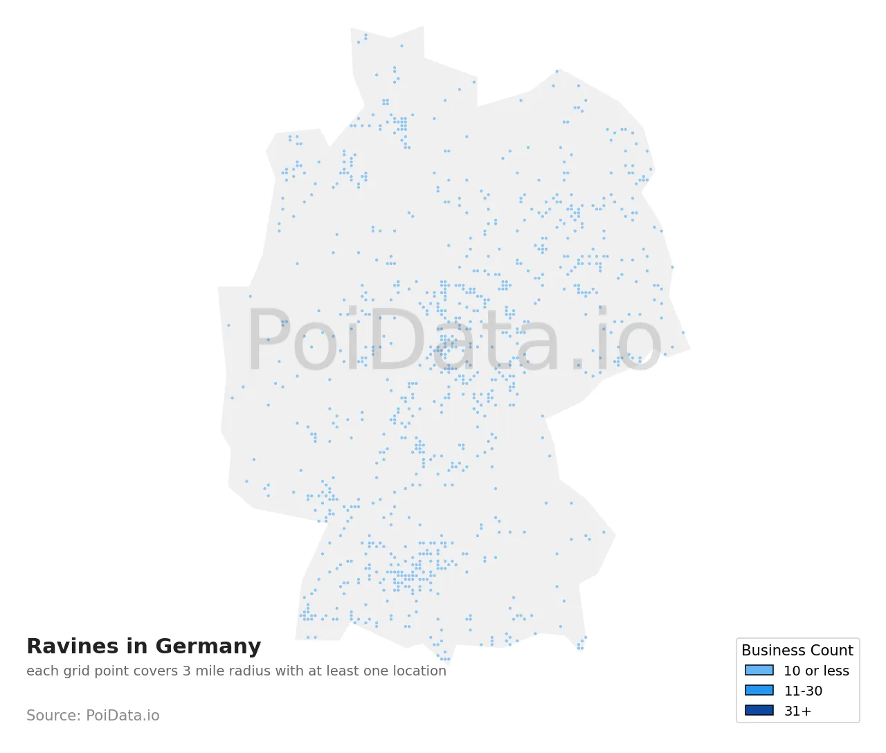 Ravine density map for Germany