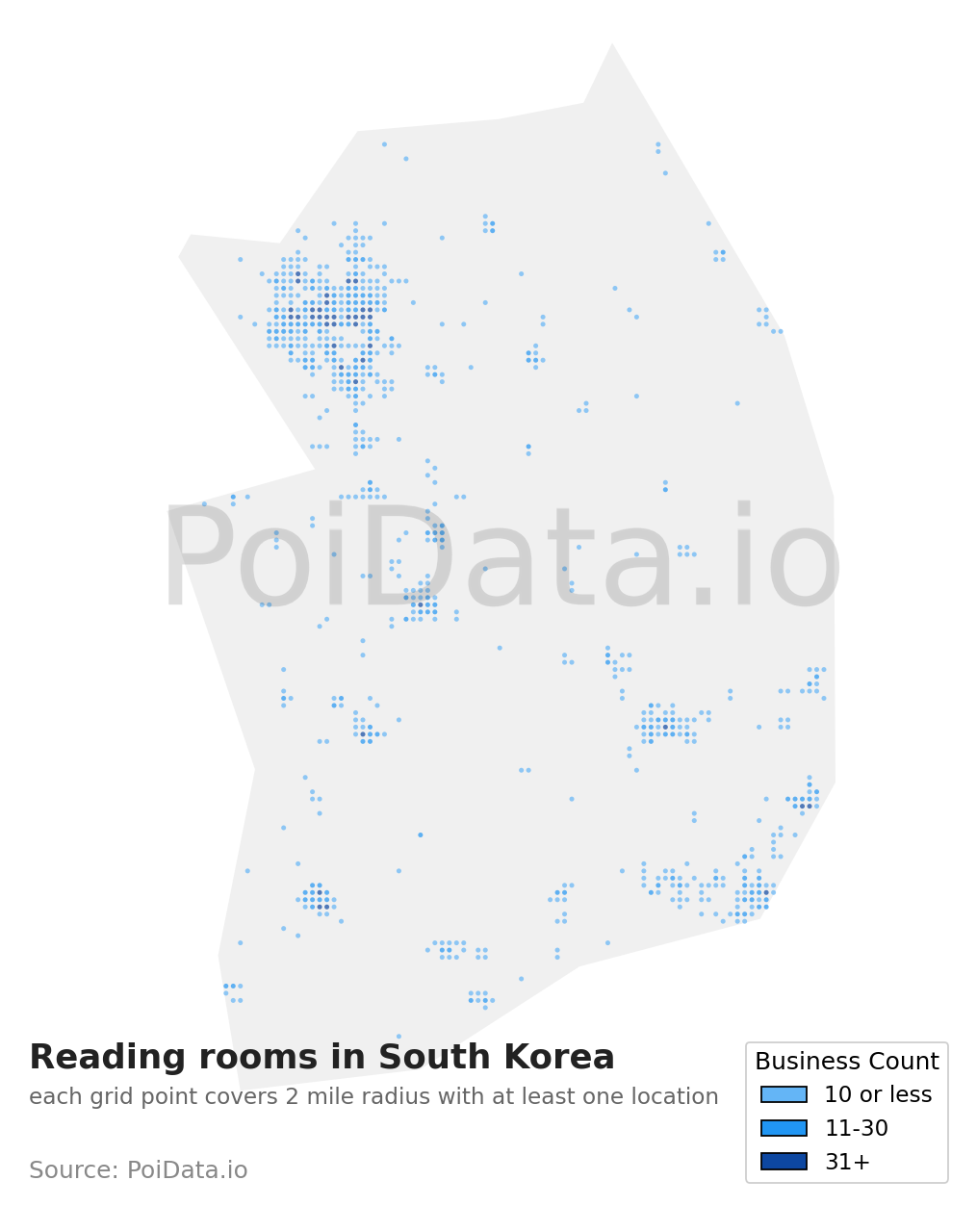 Reading room density map for South Korea