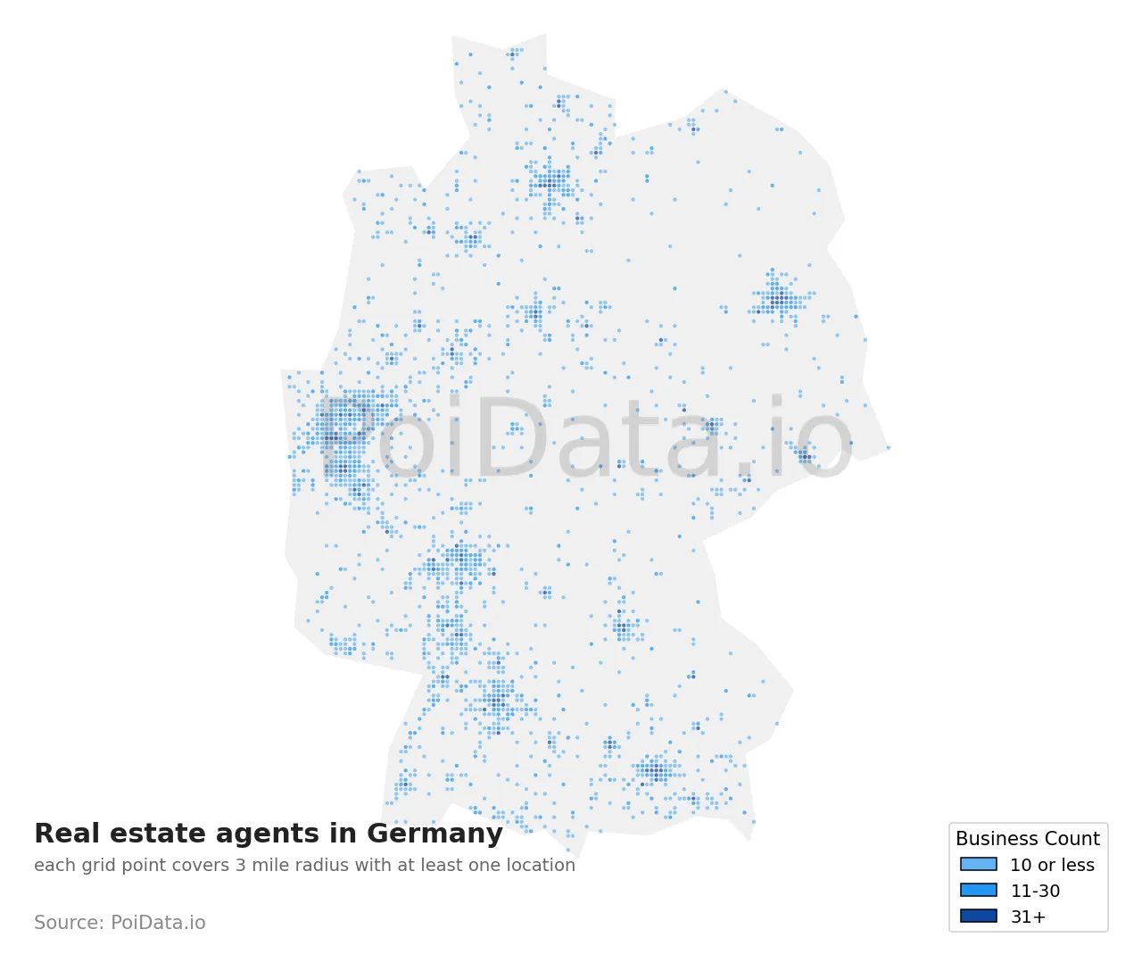Real estate agent density map for Germany