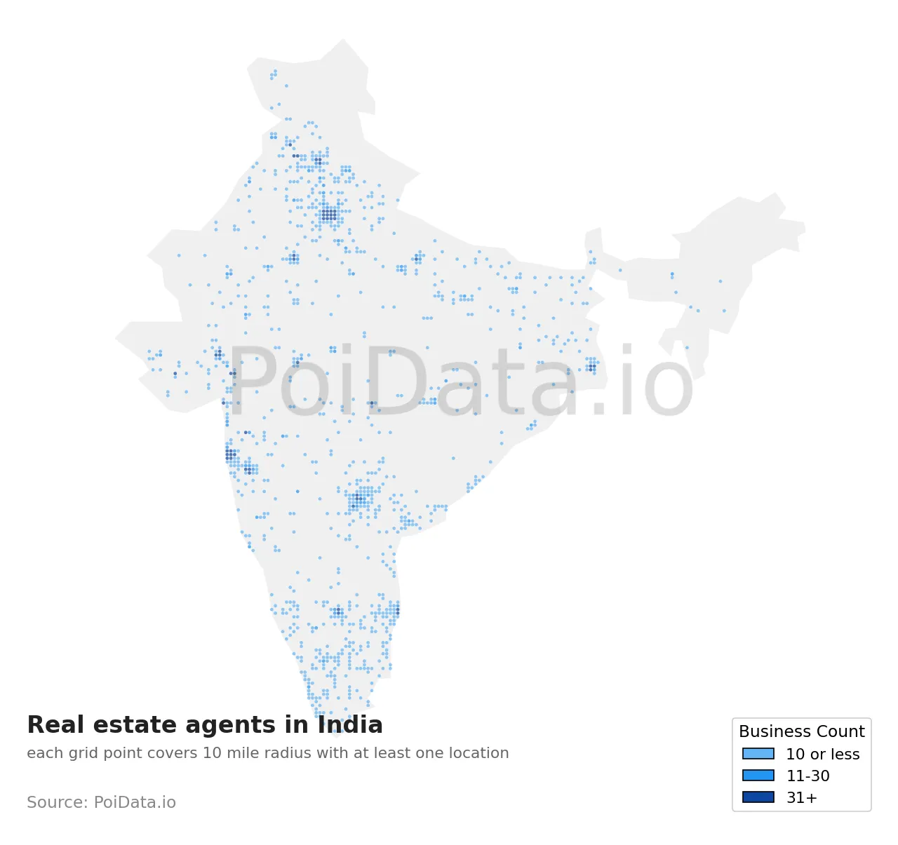 Real estate agent density map for India