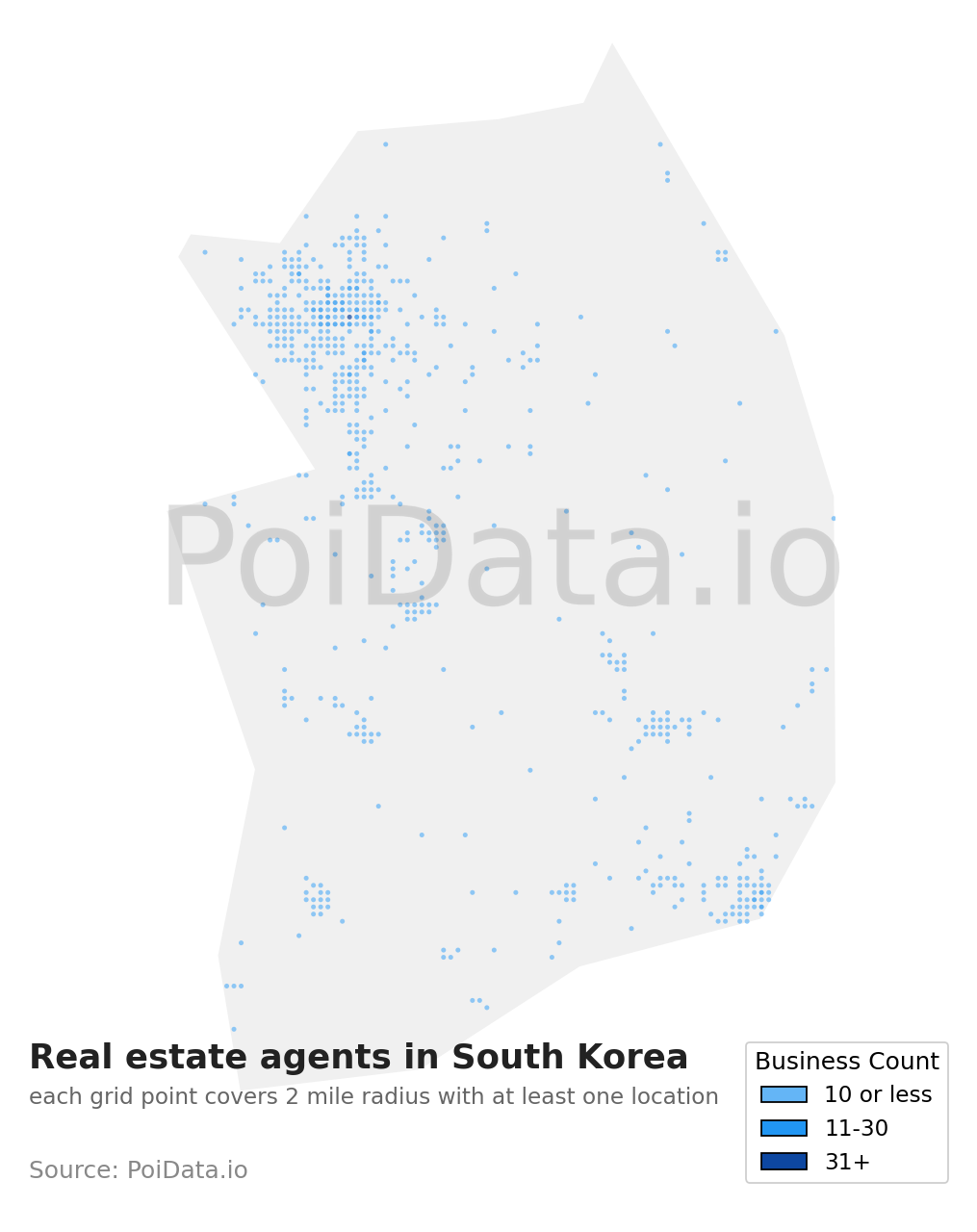 Real estate agent density map for South Korea