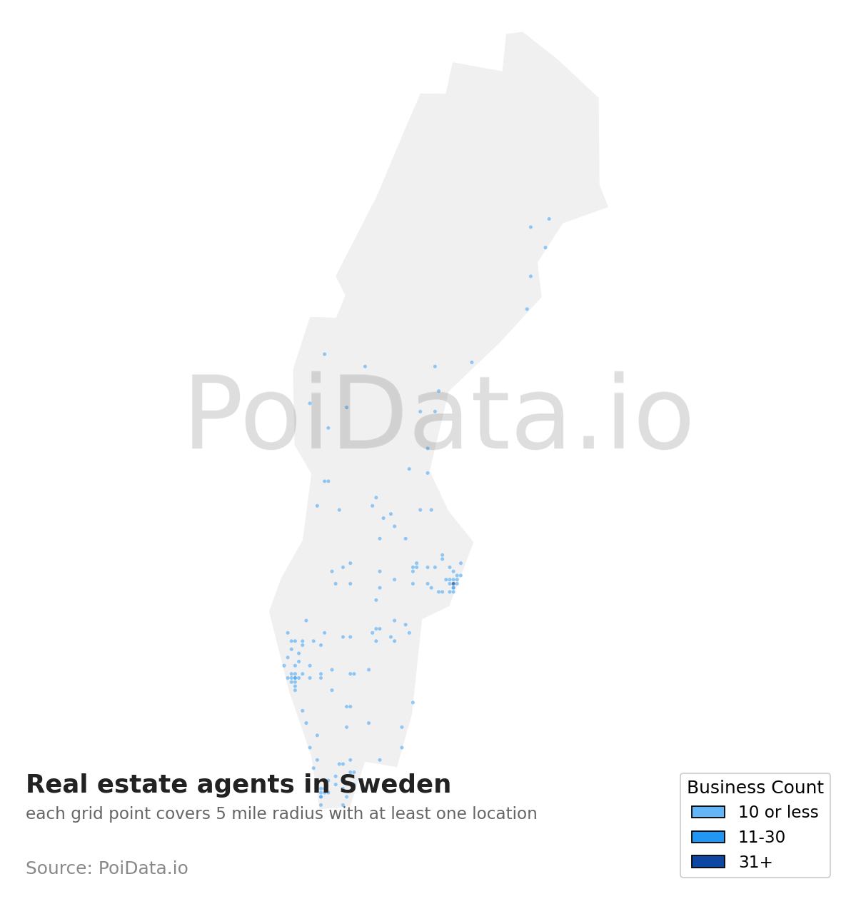 Real estate agent density map for Sweden
