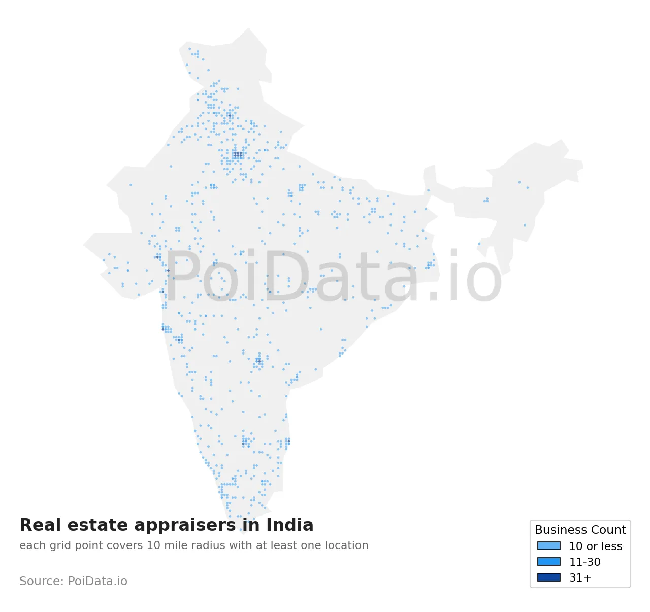 Real estate appraiser density map for India
