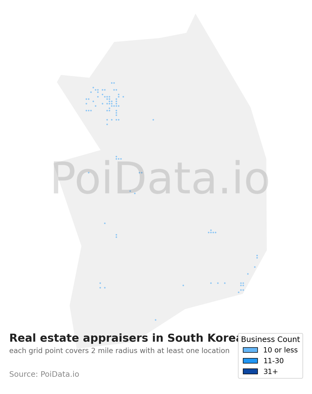 Real estate appraiser density map for South Korea