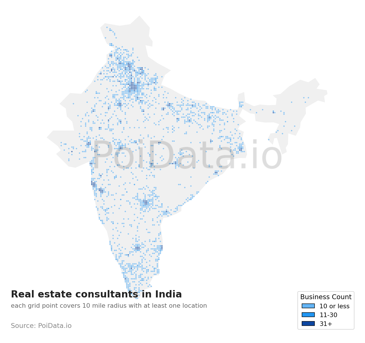Real estate consultant density map for India