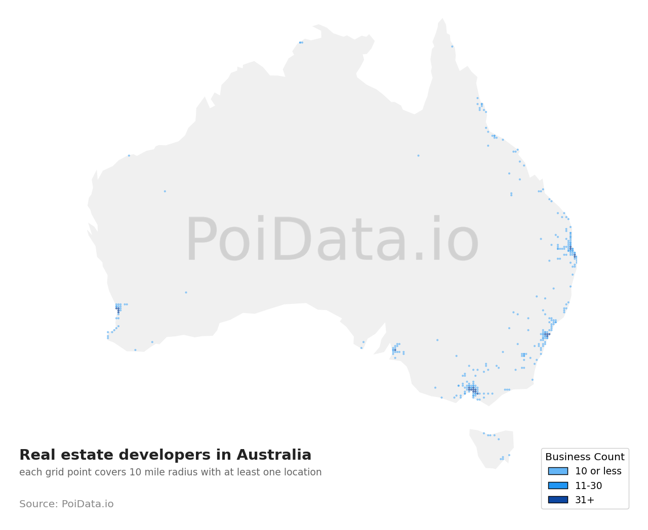 Real estate developer density map for Australian Capital Territory, Australia