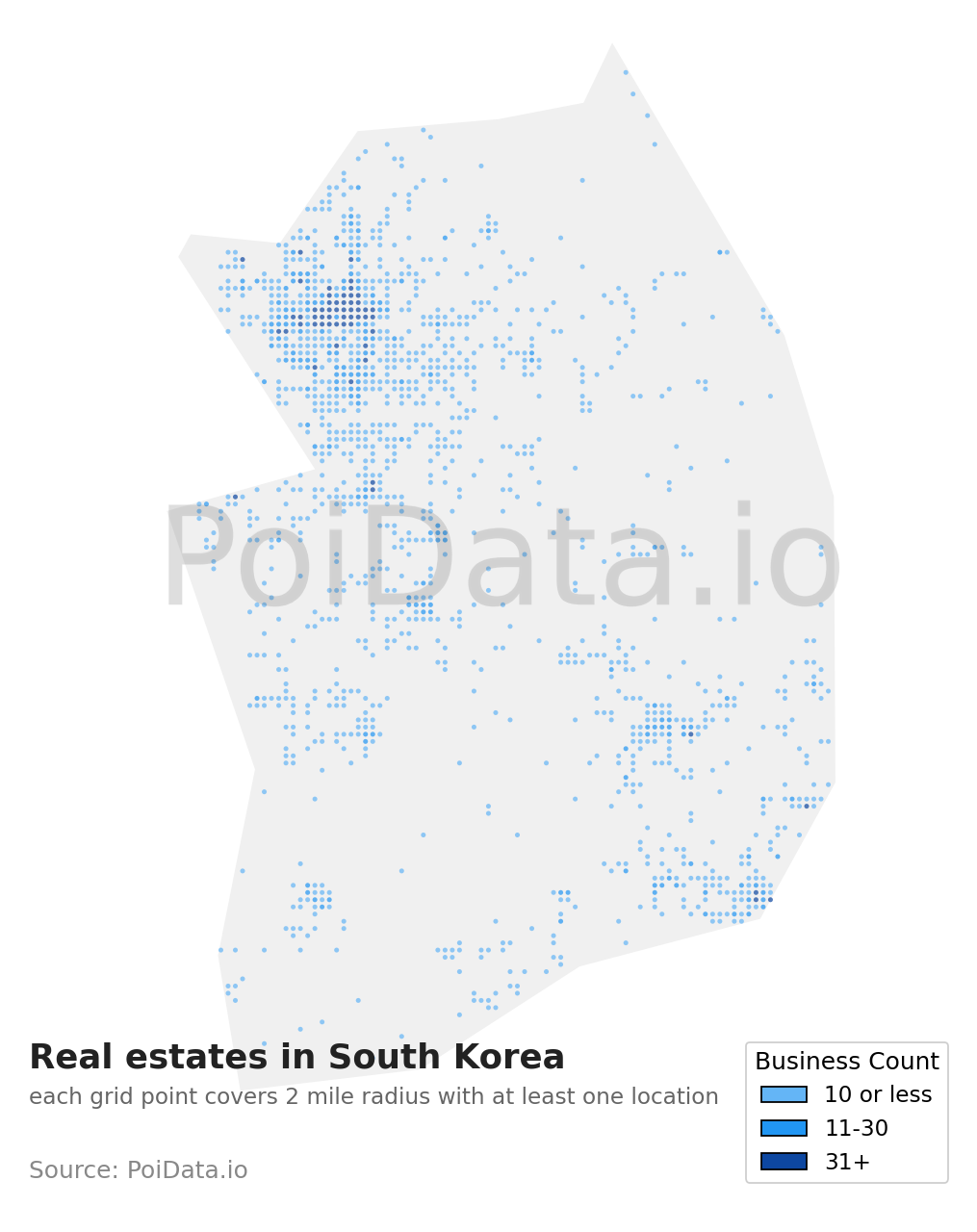 Real estate density map for South Korea