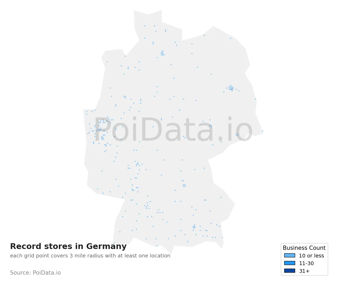 Record store density map for Germany