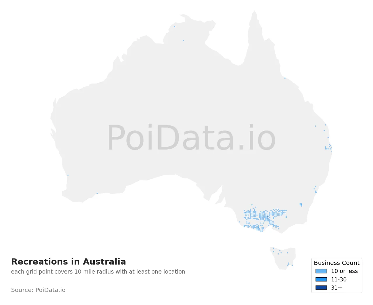 Recreation density map for Australia
