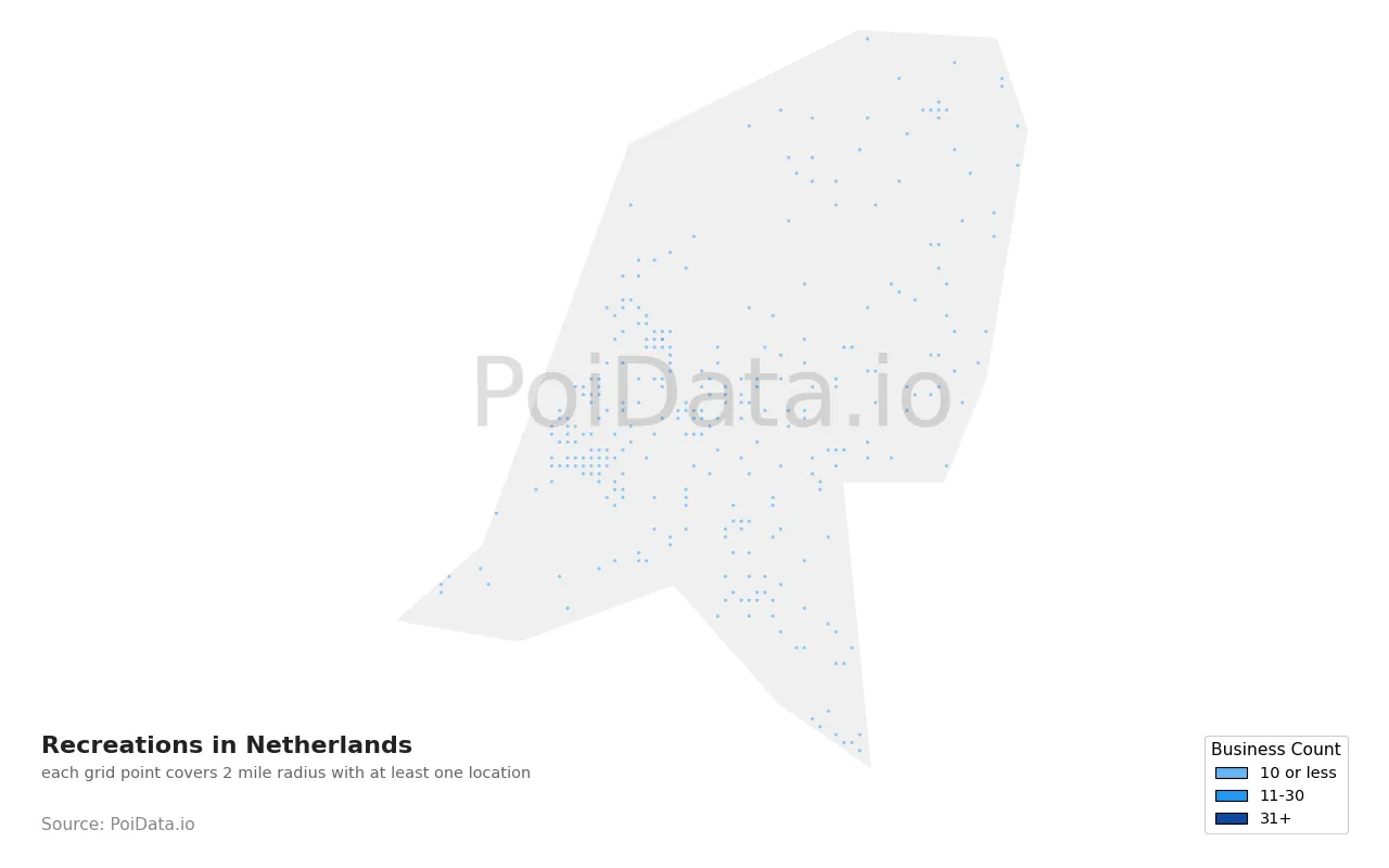 Recreation density map for Netherlands