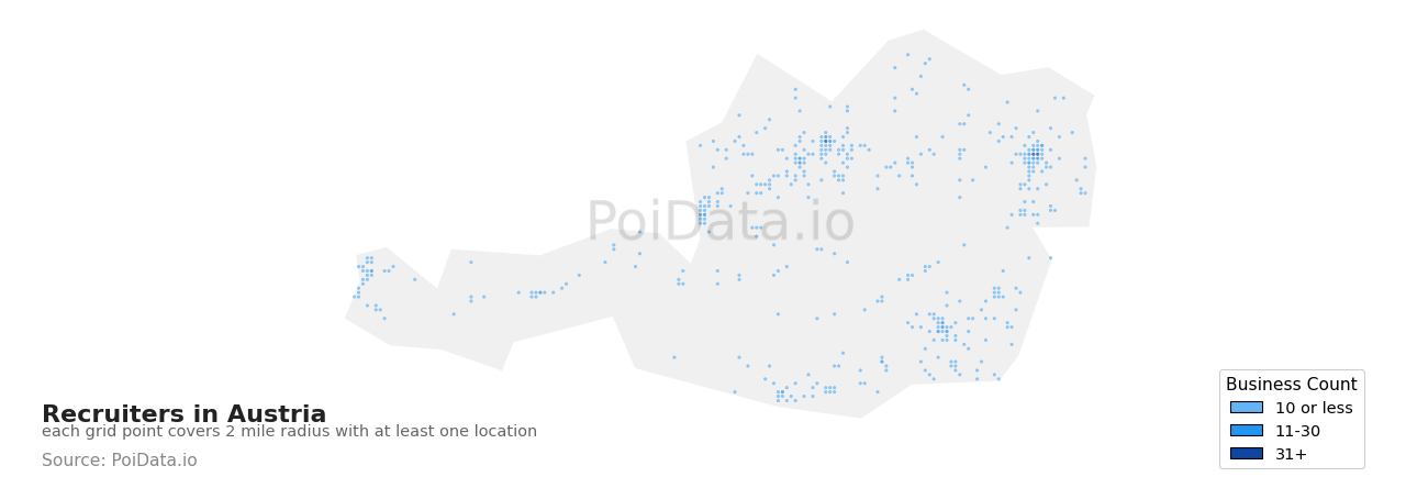 Recruiter density map for Austria
