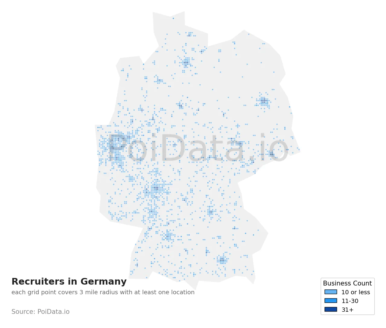 Recruiter density map for Germany