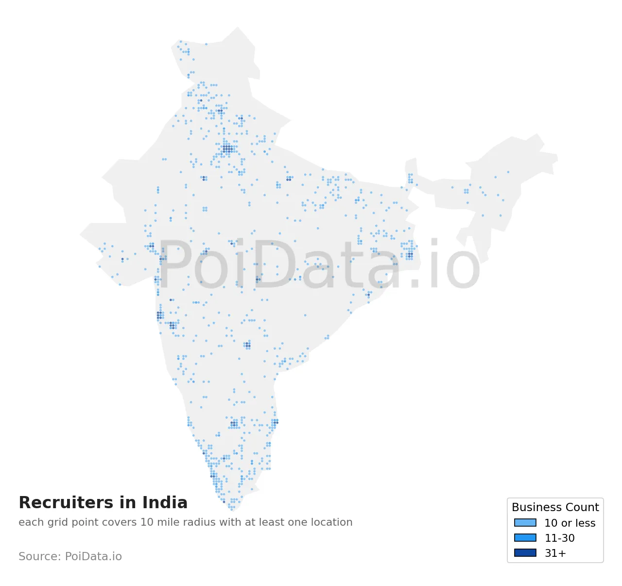 Recruiter density map for India