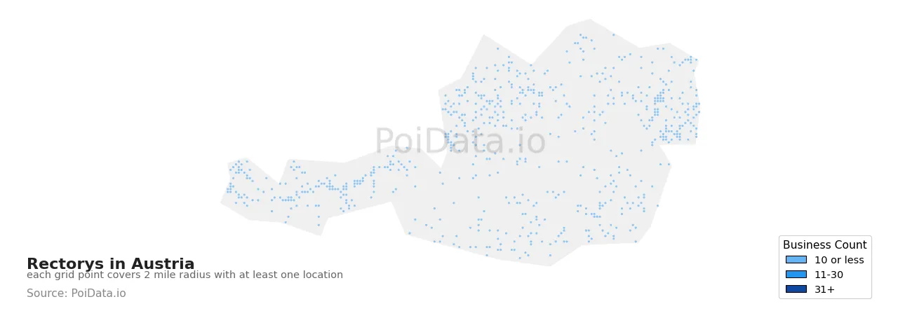 Rectory density map for Austria