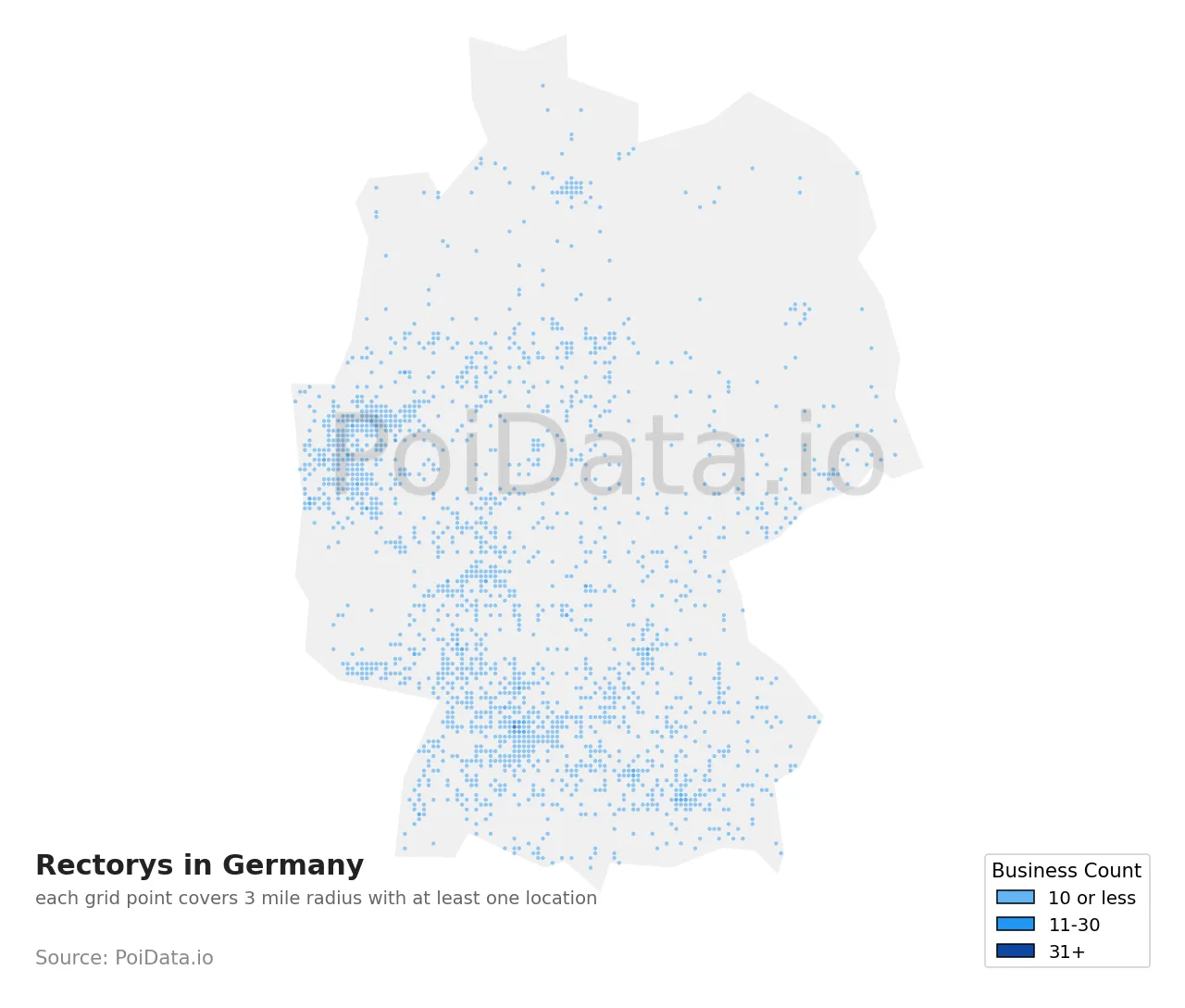 Rectory density map for Germany