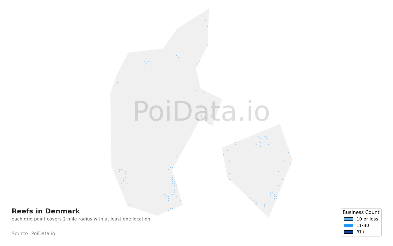 Reef density map for Denmark