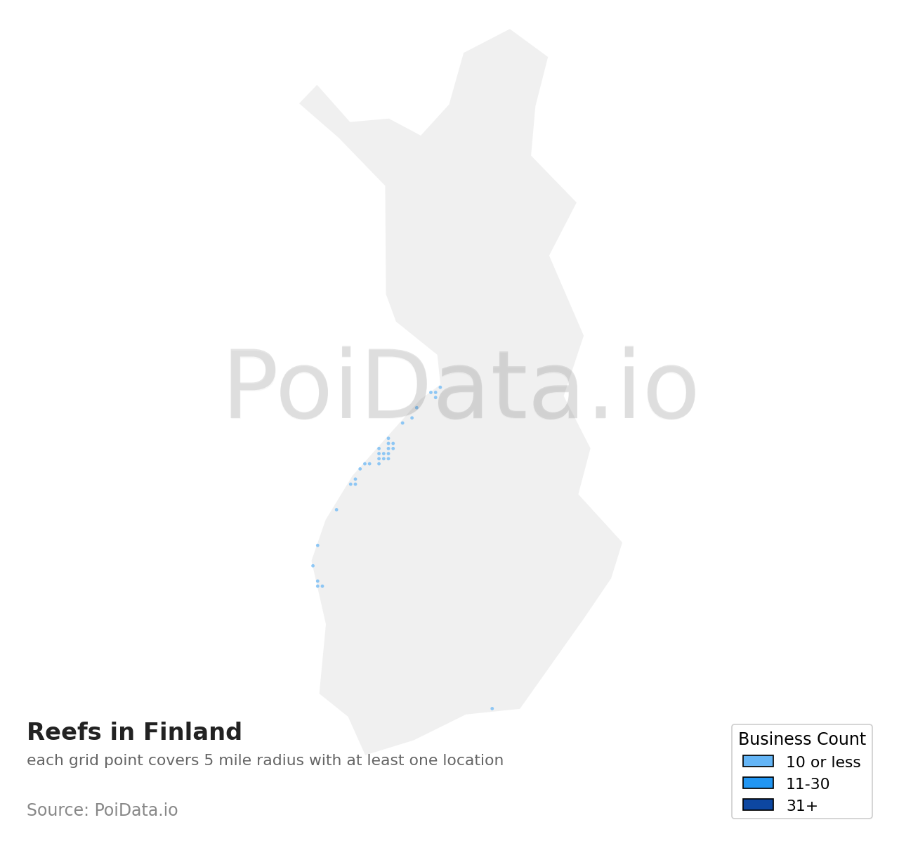 Reef density map for Finland