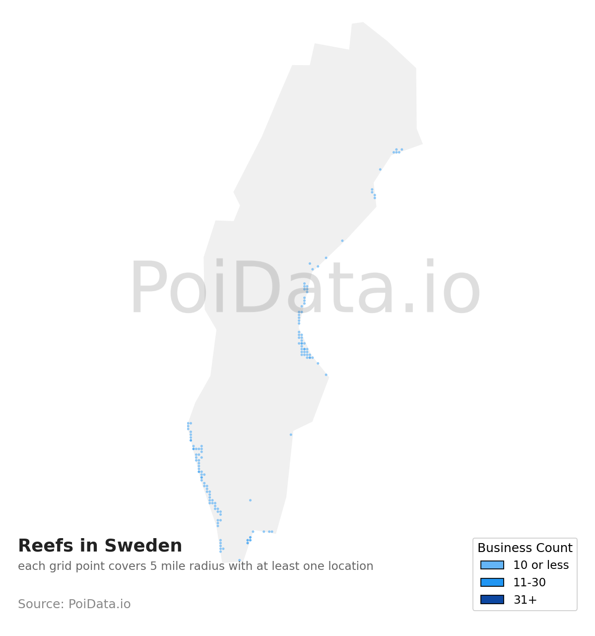 Reef density map for Sweden