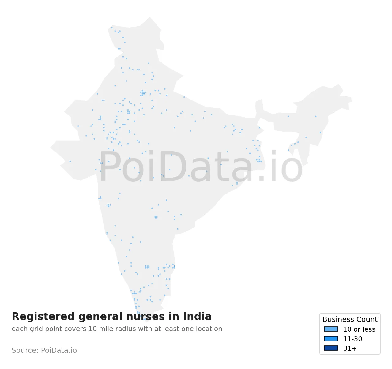 Registered general nurse density map for India