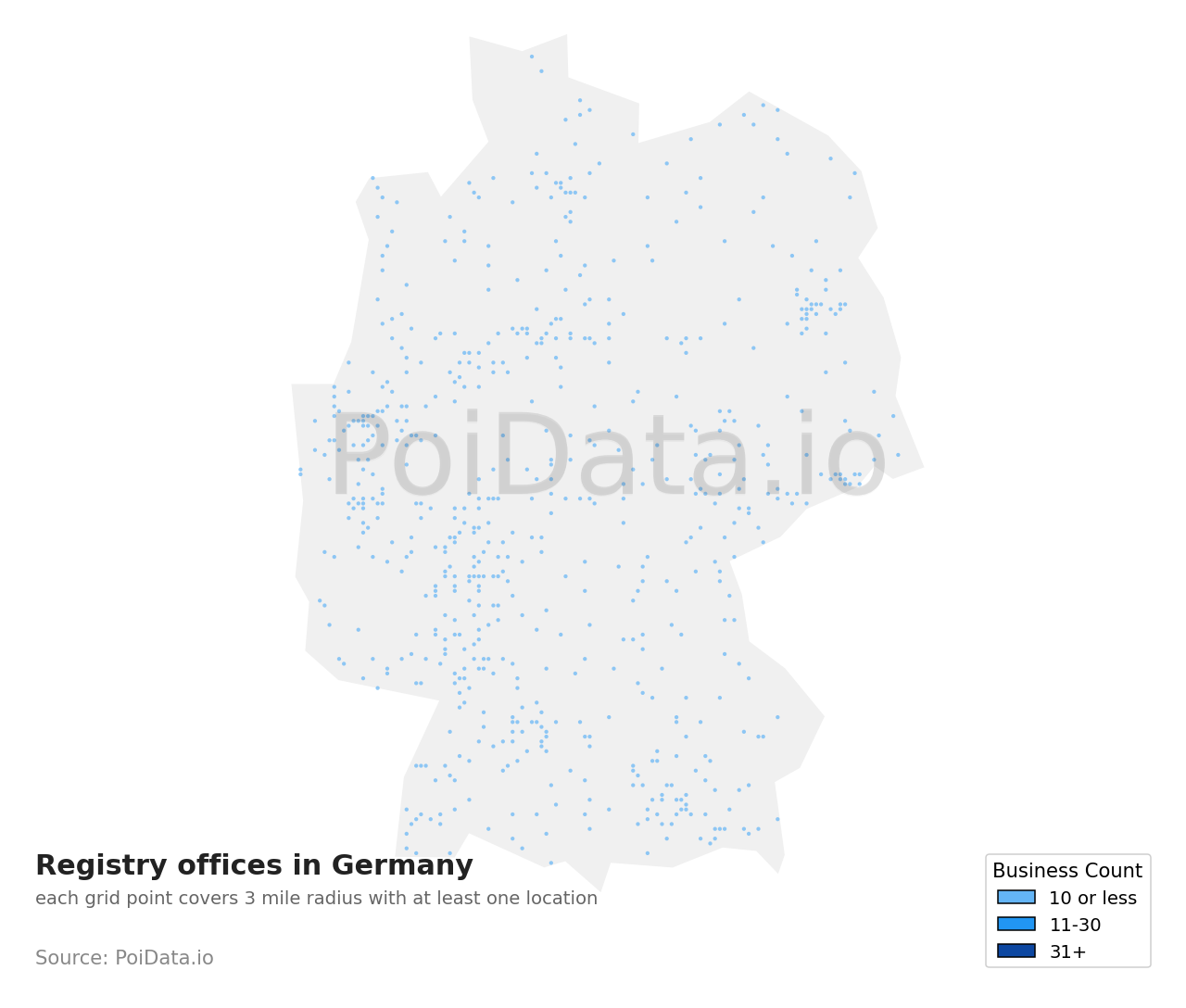 Registry office density map for Germany