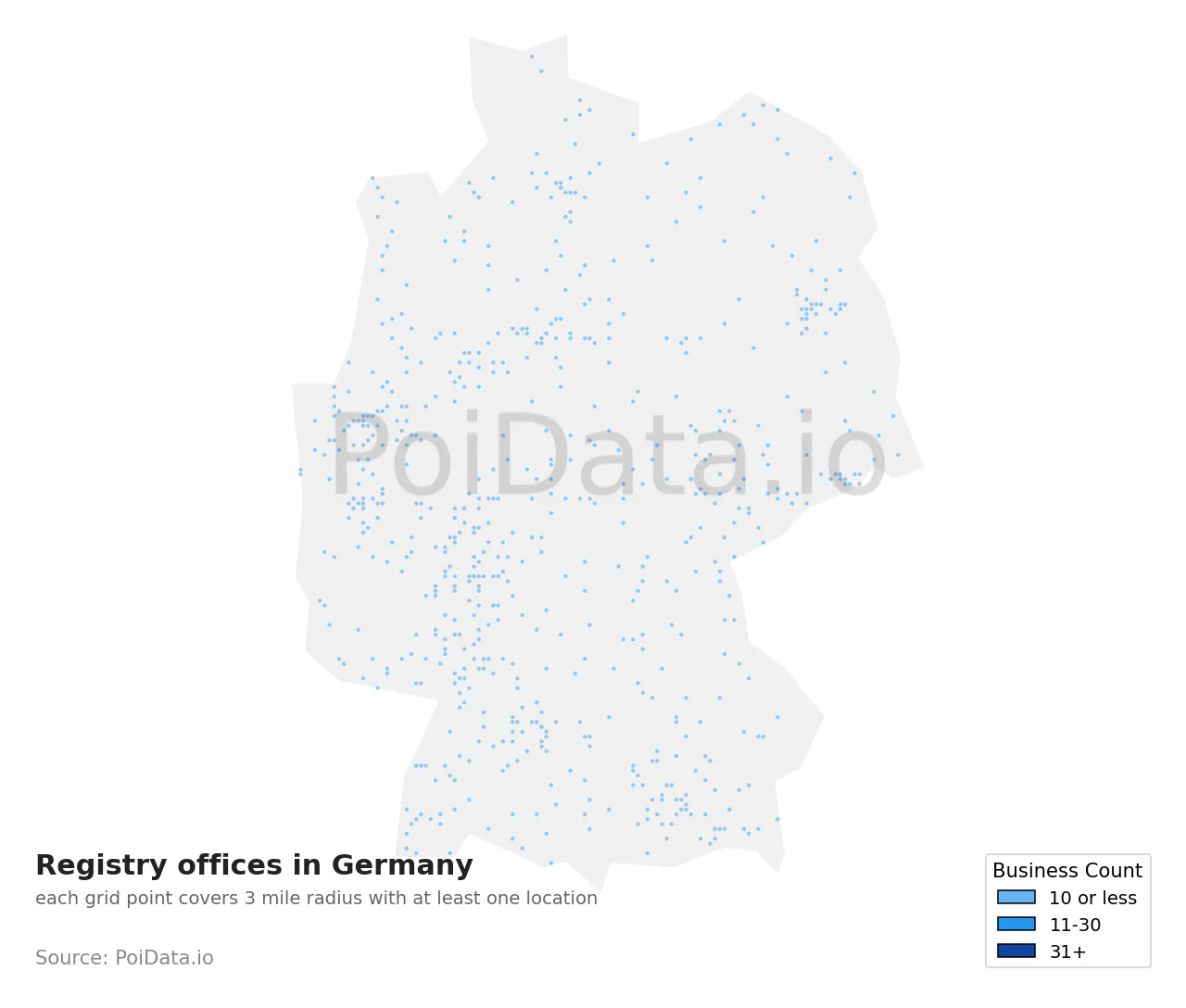 Registry office density map for Germany