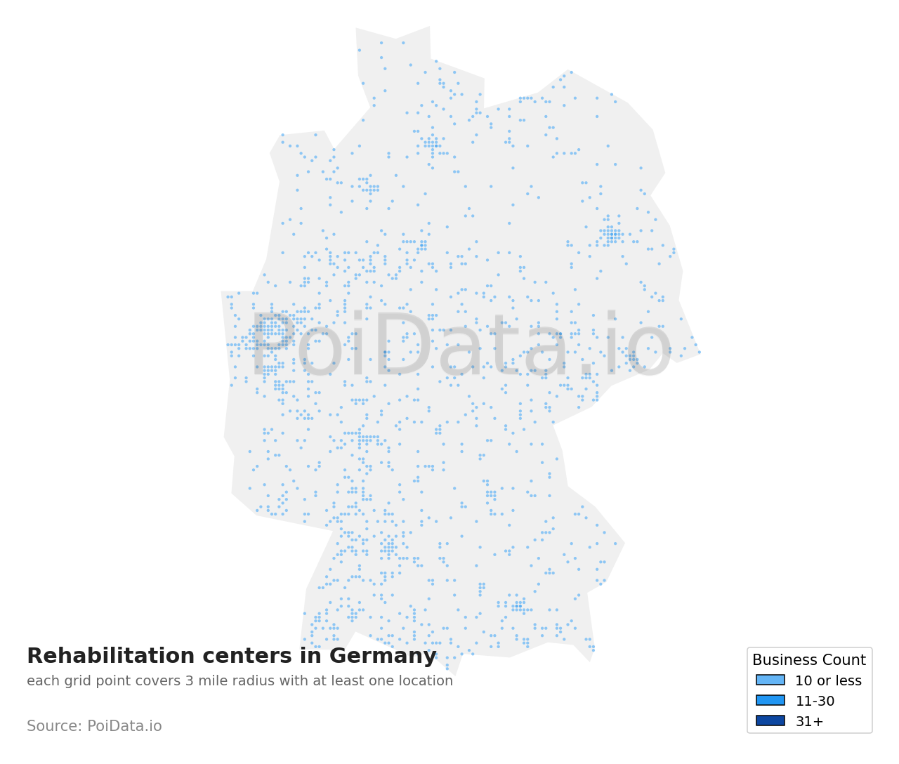 Rehabilitation center density map for Germany