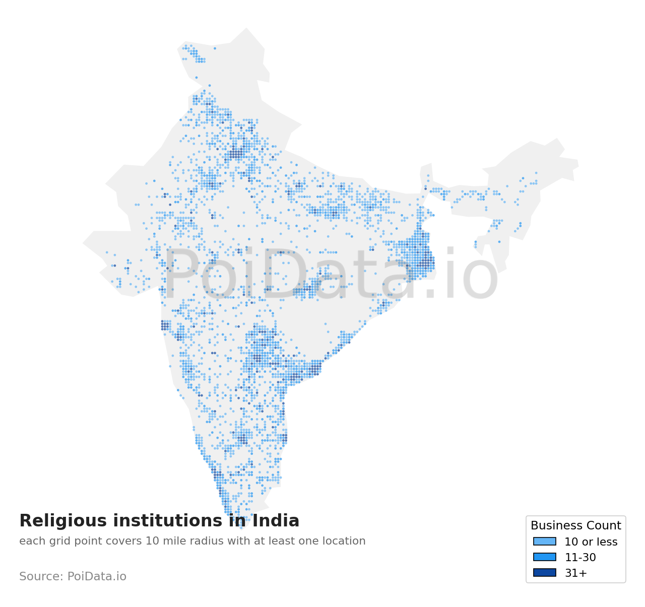 Religious institution density map for India