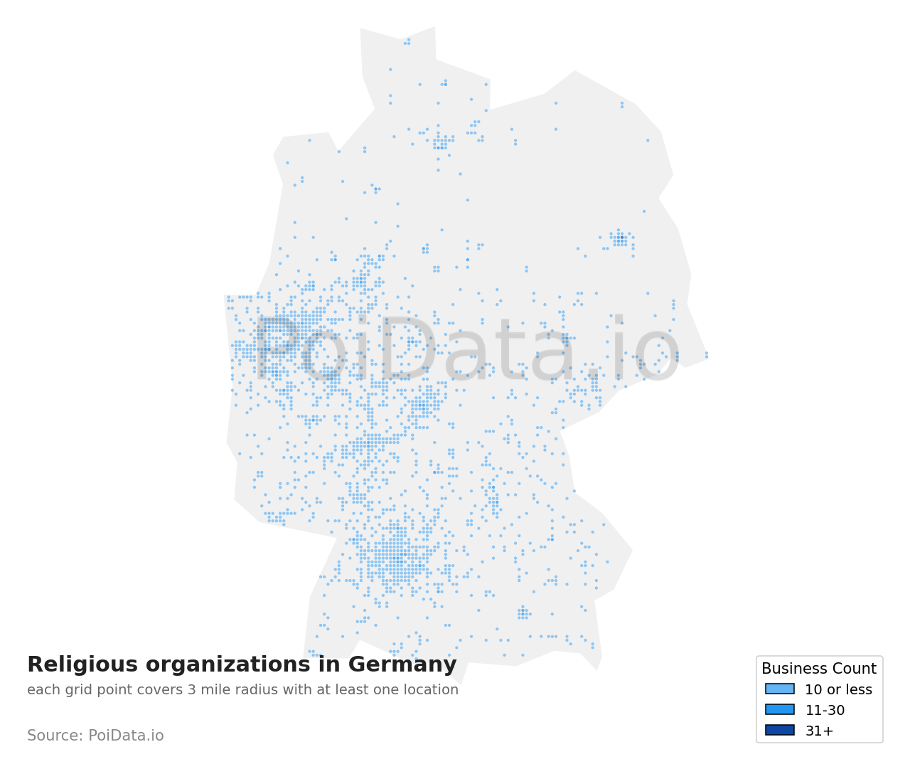 Religious organization density map for Germany
