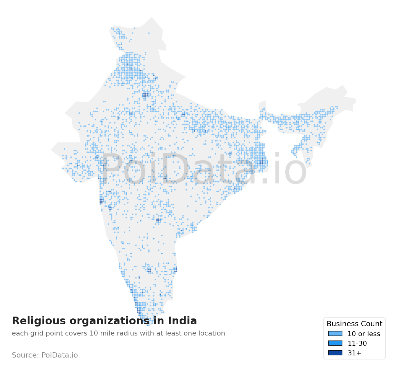 Religious organization density map for India