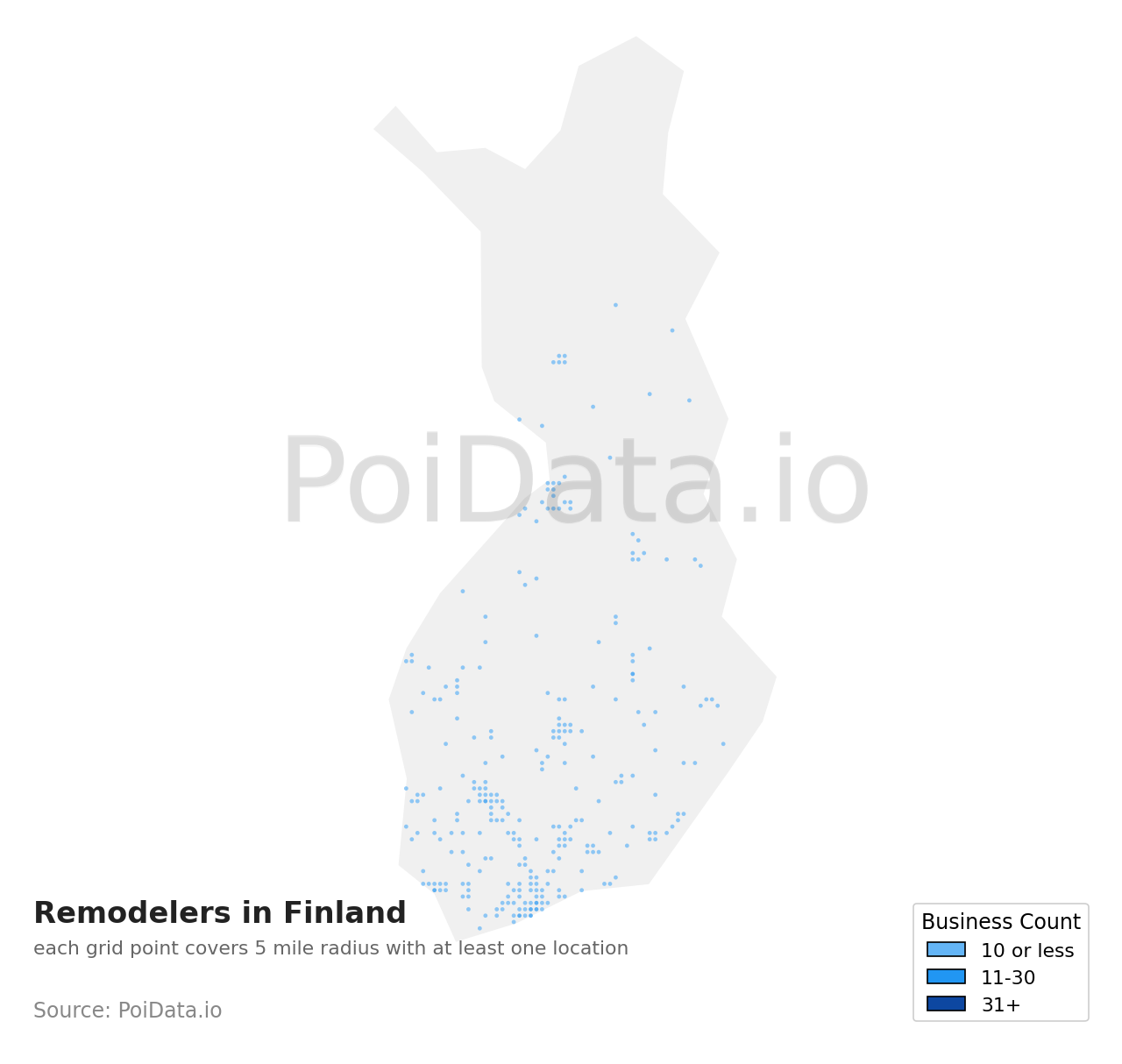Remodeler density map for Finland