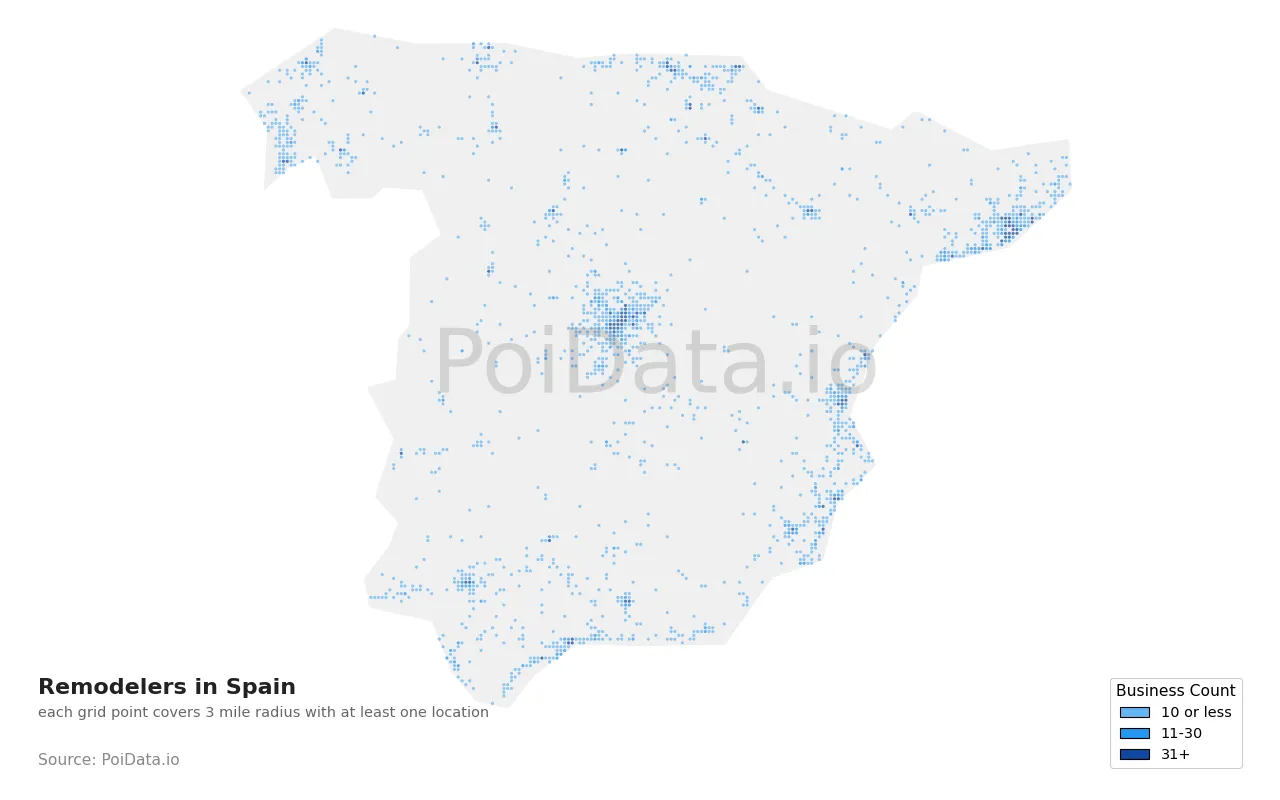 Remodeler density map for Spain