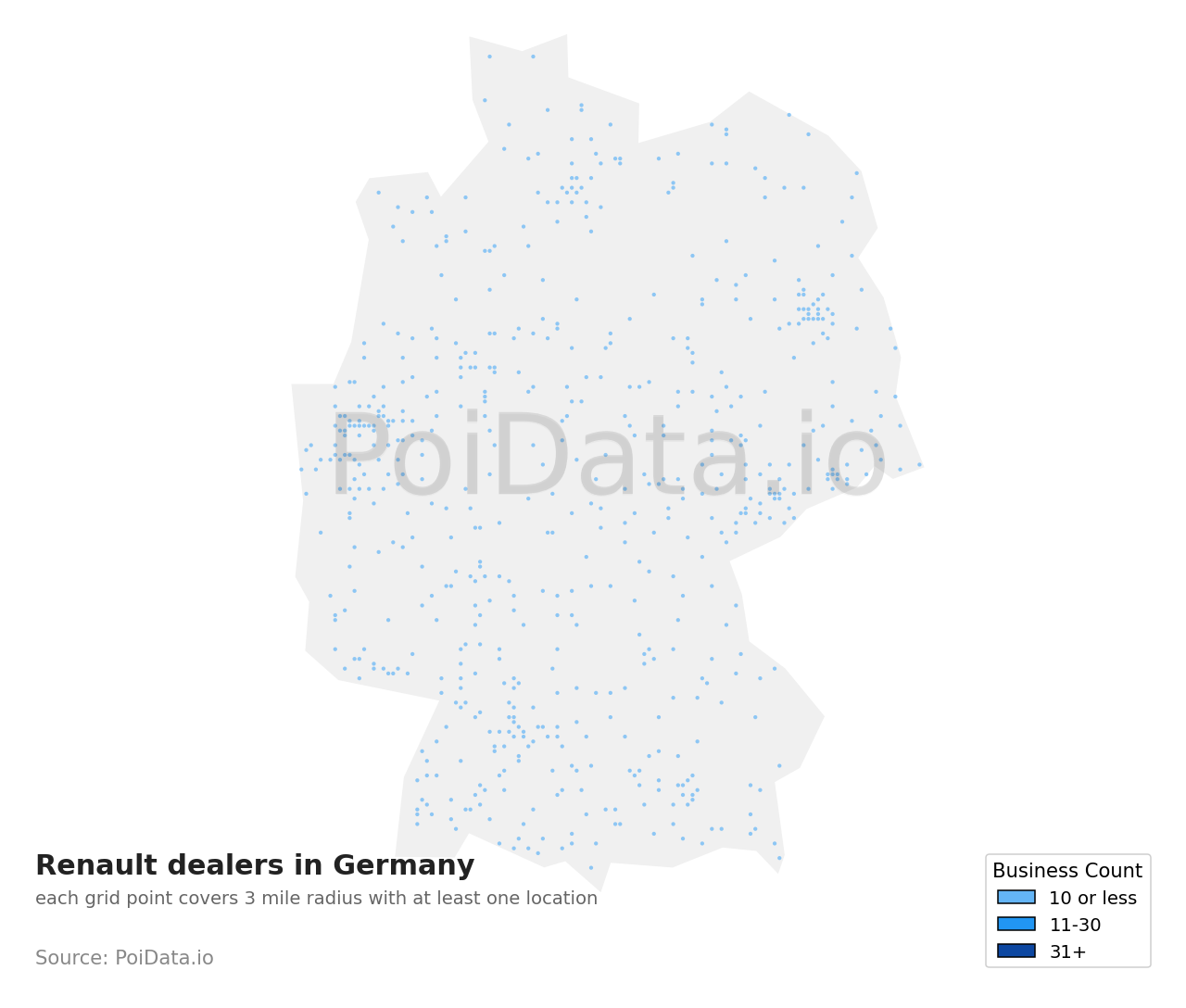 Renault dealer density map for Germany