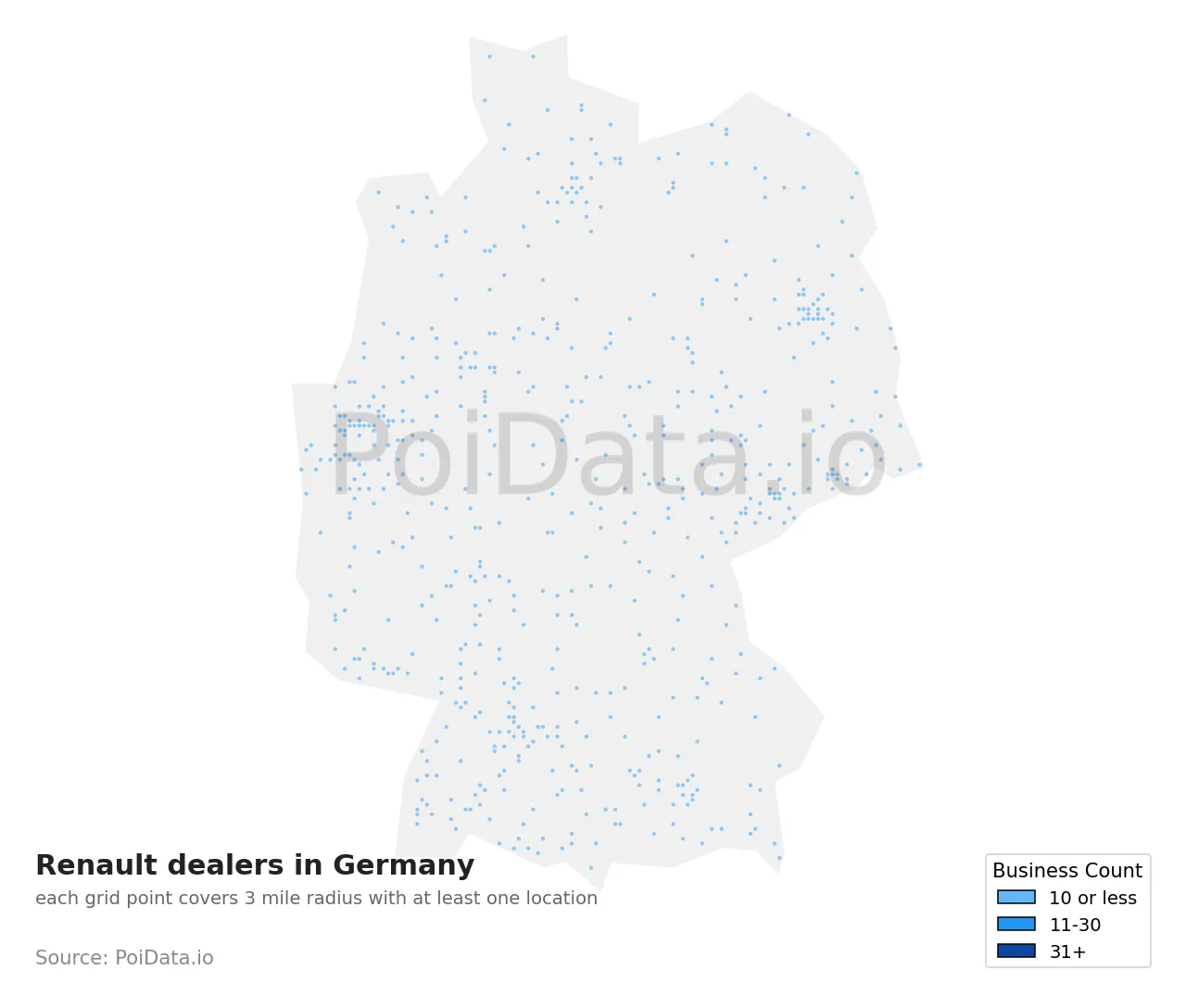 Renault dealer density map for Germany