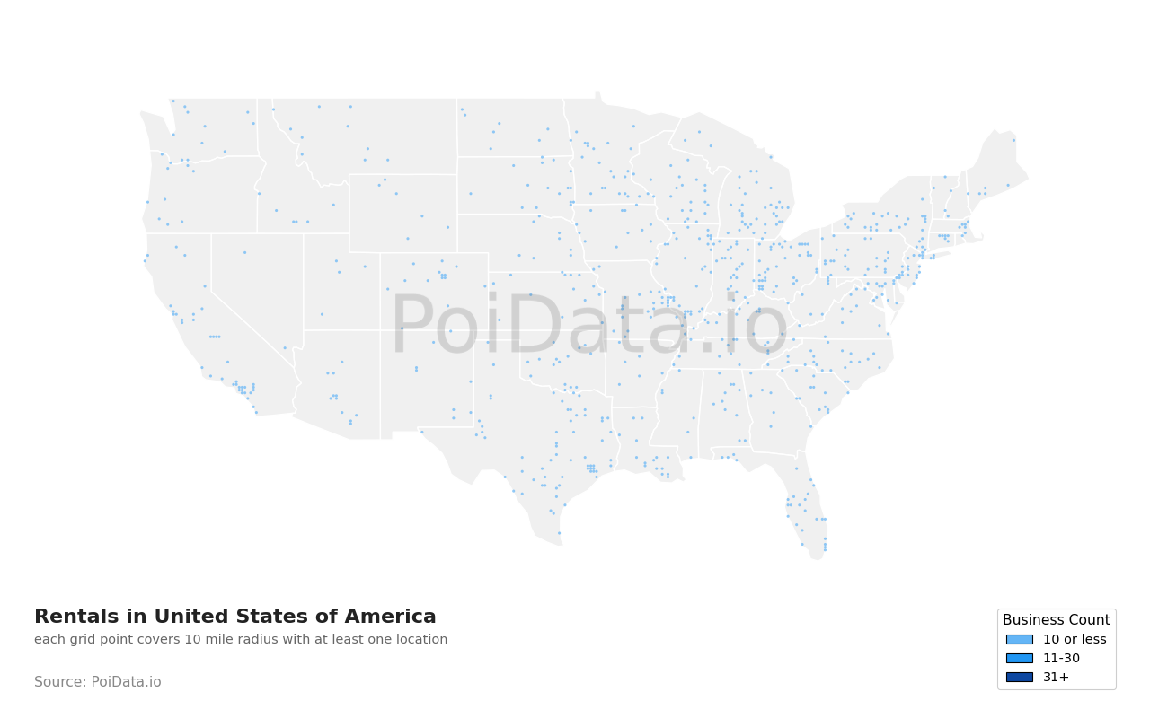 Rental density map for United States