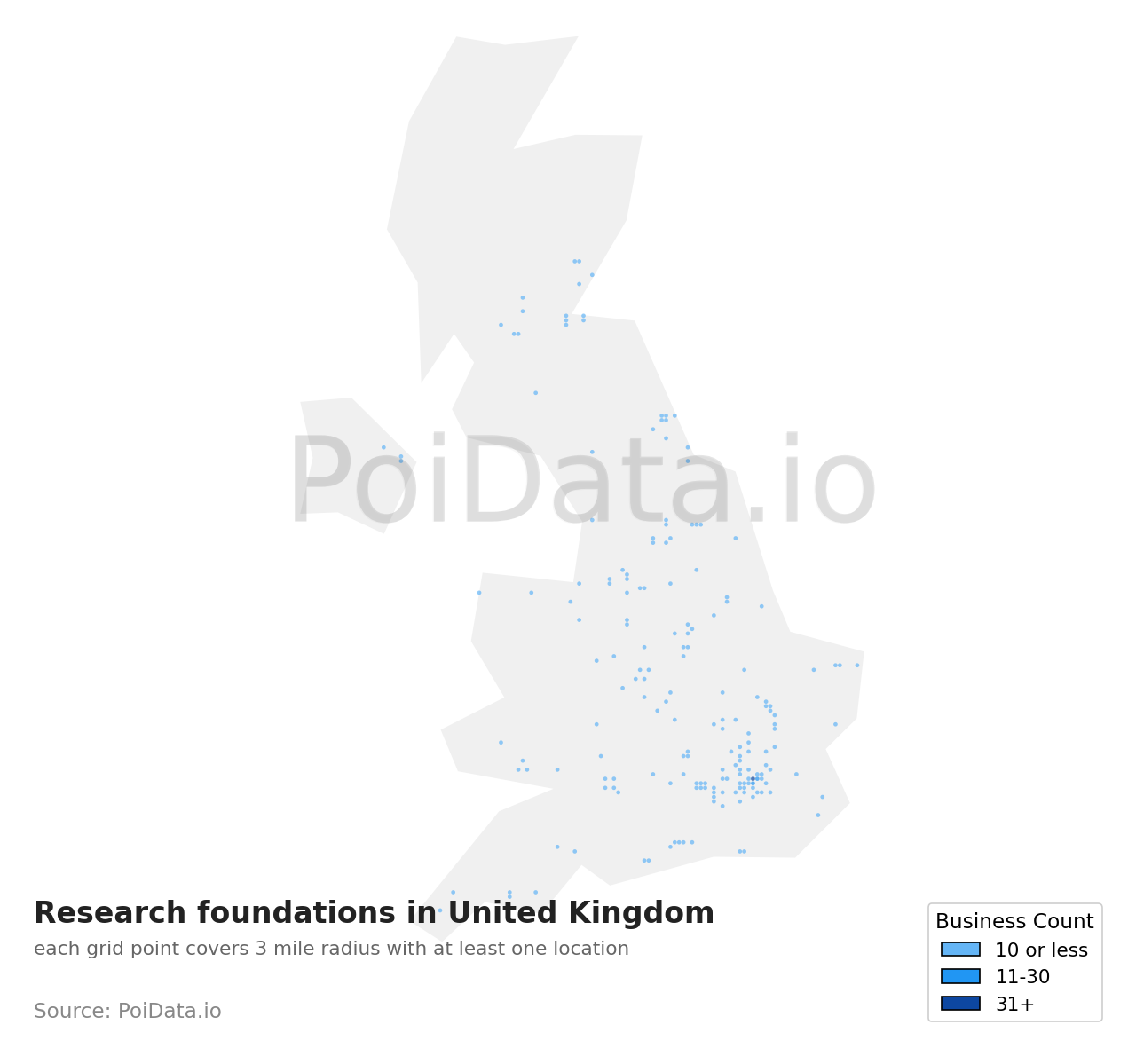 Research foundation density map for United Kingdom