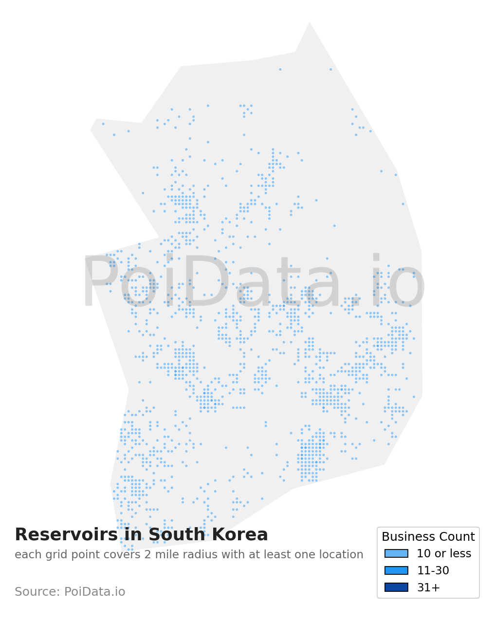 Reservoir density map for South Korea